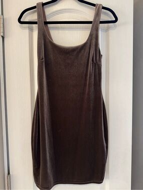 Fashion Nova Taupe Velvet Tank Dress
